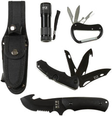 Messerset, schwarz, Kunststoffgriff, Scheide