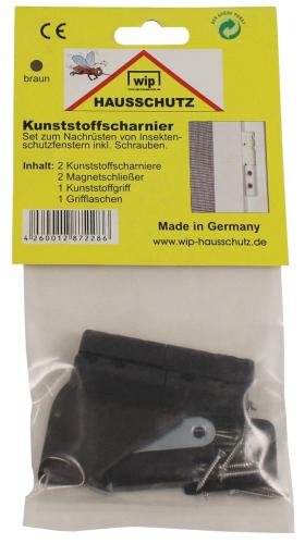 Kunststoffscharnier, "Wip", Insektenschutzfenster, braun