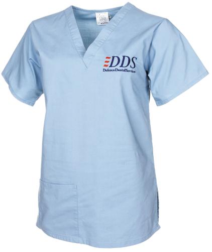 Brit. Damenbluse, blau, "Zahnarzthelferin", gebr.