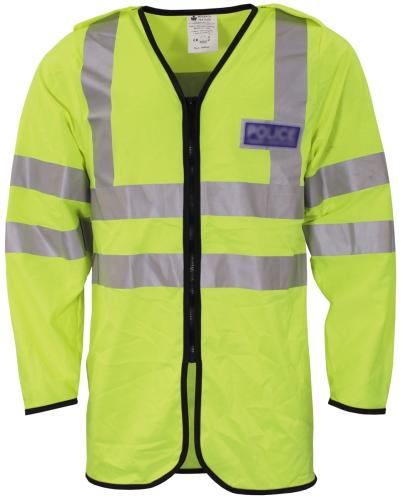 Brit. Signaljacke, gelb, mit Reflektor, gebr.