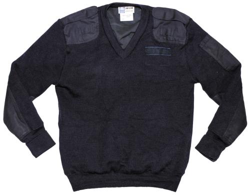 Brit. Pullover, blau, Polizei, gefüttert, V-Ausschnitt, gebr.
