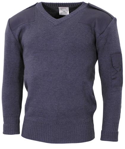 Brit. Pullover, V-Ausschnitt, blau/grau, gebr.