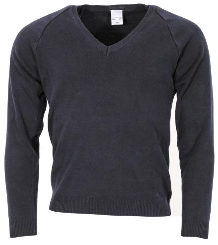 Brit. Pullover, blau, V-Ausschnitt, gebr.