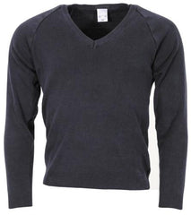 Brit. Pullover, blau, V-Ausschnitt, gebr.