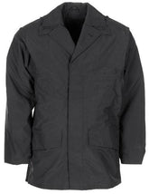 Brit. Regenjacke, "POLICE", schwarz, gefüttert, gebr.