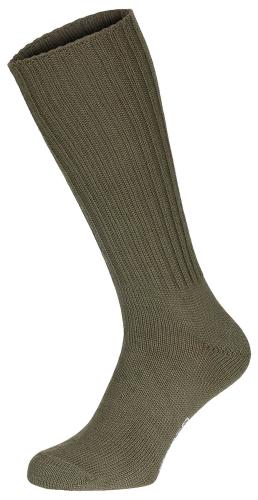 Österr. Socke, oliv, Wolle, halblang, gebr.