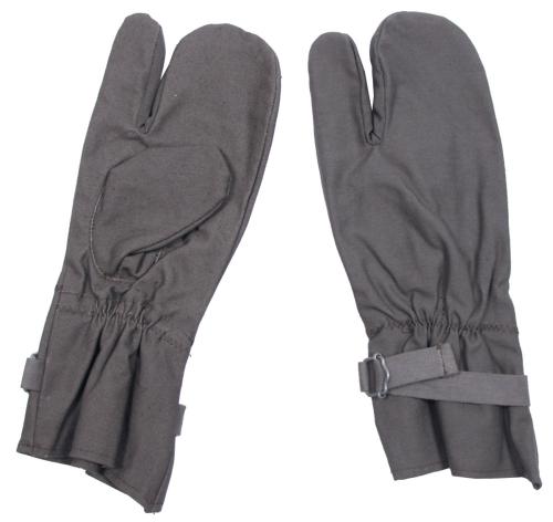 Österr. Handschuhe, grau, 3 Finger mit Stulpe, gebr.