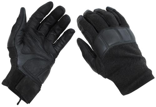 Österr. Fingerhandschuhe, Leder/Nomex, schwarz, gebr.
