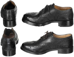 Brit. Steppschuhe, schwarz, Leder genarbt, gebr.