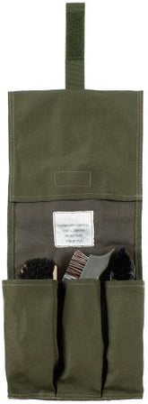 Holl. Schuhputzbeutel, gebr., mit 3 Bürsten