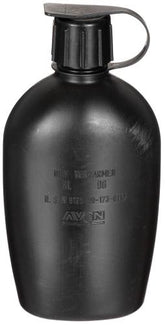 Holl. Plastikfeldflasche, "AVON", 1 l, schwarz, gebr.