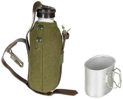 Rumän. Feldflasche, Alu, Becher, Hülle, gebr.