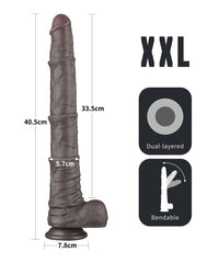 LoveToy - Nature Cock - 16" Dual Layered Bendable Cock XXL - Schwarz