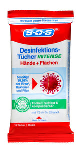 SOS Desinfektionstücher für Hände und Flächen, 10 er