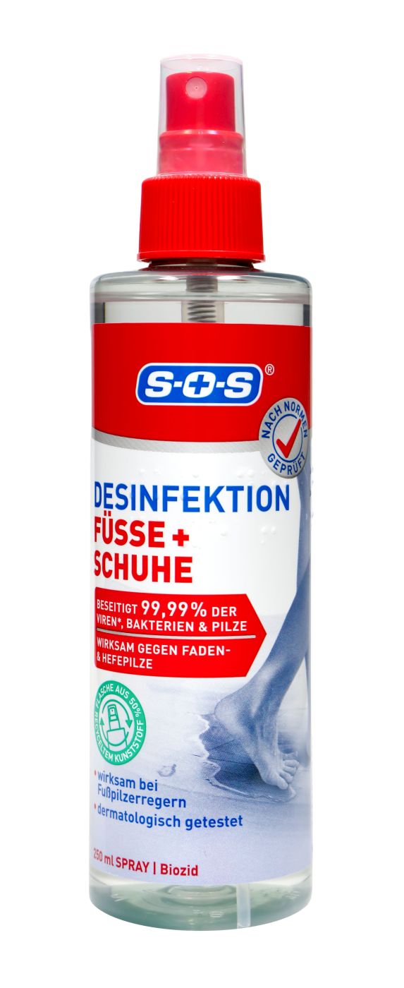 SOS Fuß-Desinfektionsspray gegen Pilzerreger Füße & Schuhe, 250 ml