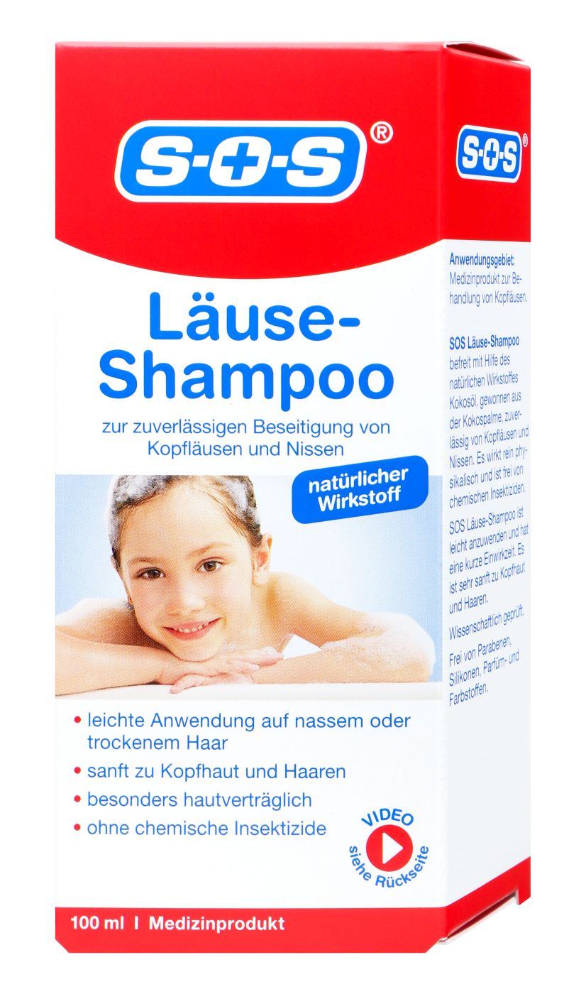 SOS Kinder Läuse Shampoo Befreit von Kopfläusen und Nissen, 100 ml