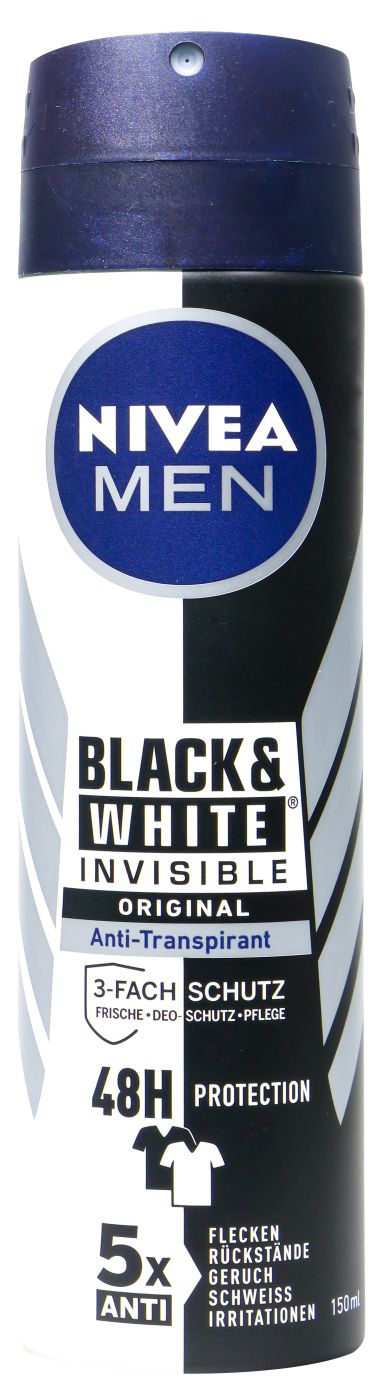 Nivea Men Deo Spray Invisible for Black and White, 150 ml