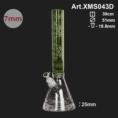 Bong Glas Limited Edition Geometric Art, grün, 40cm