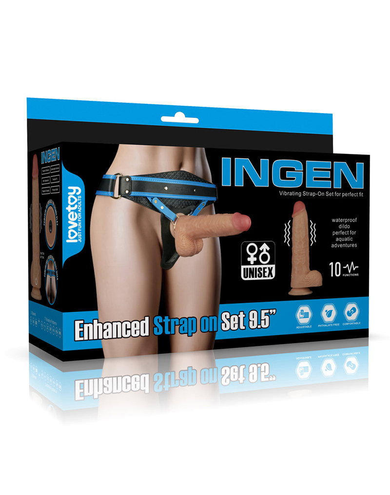 LoveToy - Ingen - Vibrierendes Strap-on-Set, 9,5" / 24 cm, Größe XS/S/M, Nude
