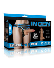 LoveToy - Ingen - Vibrierendes Strap-on-Set, 9,5" / 24 cm, Größe XS/S/M, Nude