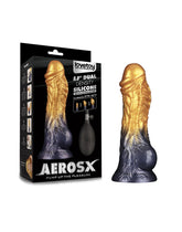 1: LoveToy – Aufblasbarer Dildo mit doppelter Dichte, 8" / 20 cm, Gold/Schwarz