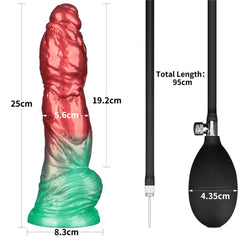 LoveToy – Aufblasbarer Dildo mit doppelter Dichte, 10" / 25 cm, Rot/Grün