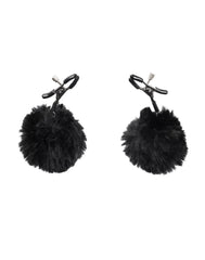 Rimba Bondage Play – Nippelklemmen mit Pompons – Schwarz