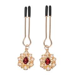 Rimba Bondage Play – Brustwarzenklammern mit Goldschmuck – Gold