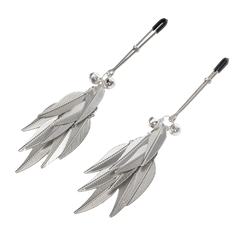 Rimba Bondage Play – Nippelklemmen mit Federn – Silber