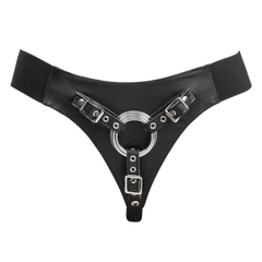 Rimba Bondage Play – Strap-On-Harness aus Leder – Schwarz