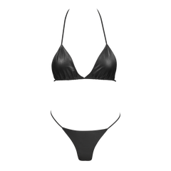 Rimba Bondage Play – Leder-Bikini-Set – Schwarz