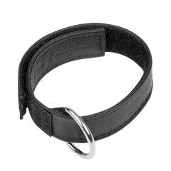 Rimba Bondage Play – Lederhalsband mit Klettverschluss – Schwarz