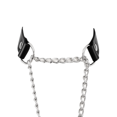 Rimba Bondage Play – Würgehalsband aus Leder mit Vorhängeschloss – Schwarz & Silber