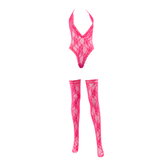 4: Amorable by Rimba – Bodystocking mit Strümpfen – Einheitsgröße – Pink
