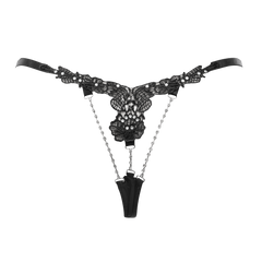 Amorable by Rimba – String mit Strasssteinen – Einheitsgröße – Schwarz