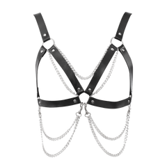4: Amorable by Rimba – Offener BH mit Ketten – Einheitsgröße – Schwarz, Silber