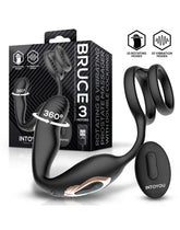 IY – Bruce – Prostatamassagegerät 360° mit doppelter Penisring-Vibration – Schwarz