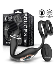 IY – Bruce – Prostatamassagegerät 360° mit doppelter Penisring-Vibration – Schwarz