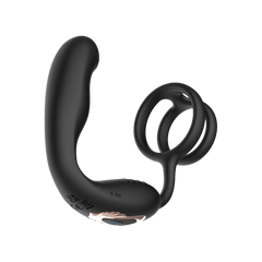 IY – Bruce – Prostatamassagegerät 360° mit doppelter Penisring-Vibration – Schwarz