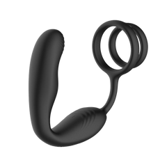 IY – Bruce – Prostatamassagegerät 360° mit doppelter Penisring-Vibration – Schwarz