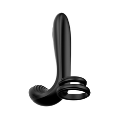IY – Synkox – Girth Gainer Vibrierender Doppel-Penisring mit Fernbedienung – Schwarz