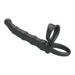 PL – Tatum – Analvibrator mit Penisring – Schwarz
