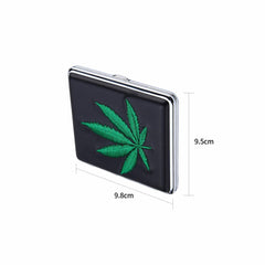 20er Zigarettenetui - Hemp Leaf gestickt - Display - 12 Stück
