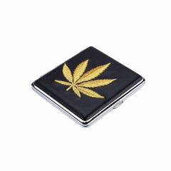 20er Zigarettenetui - Hemp Leaf gestickt - Display - 12 Stück