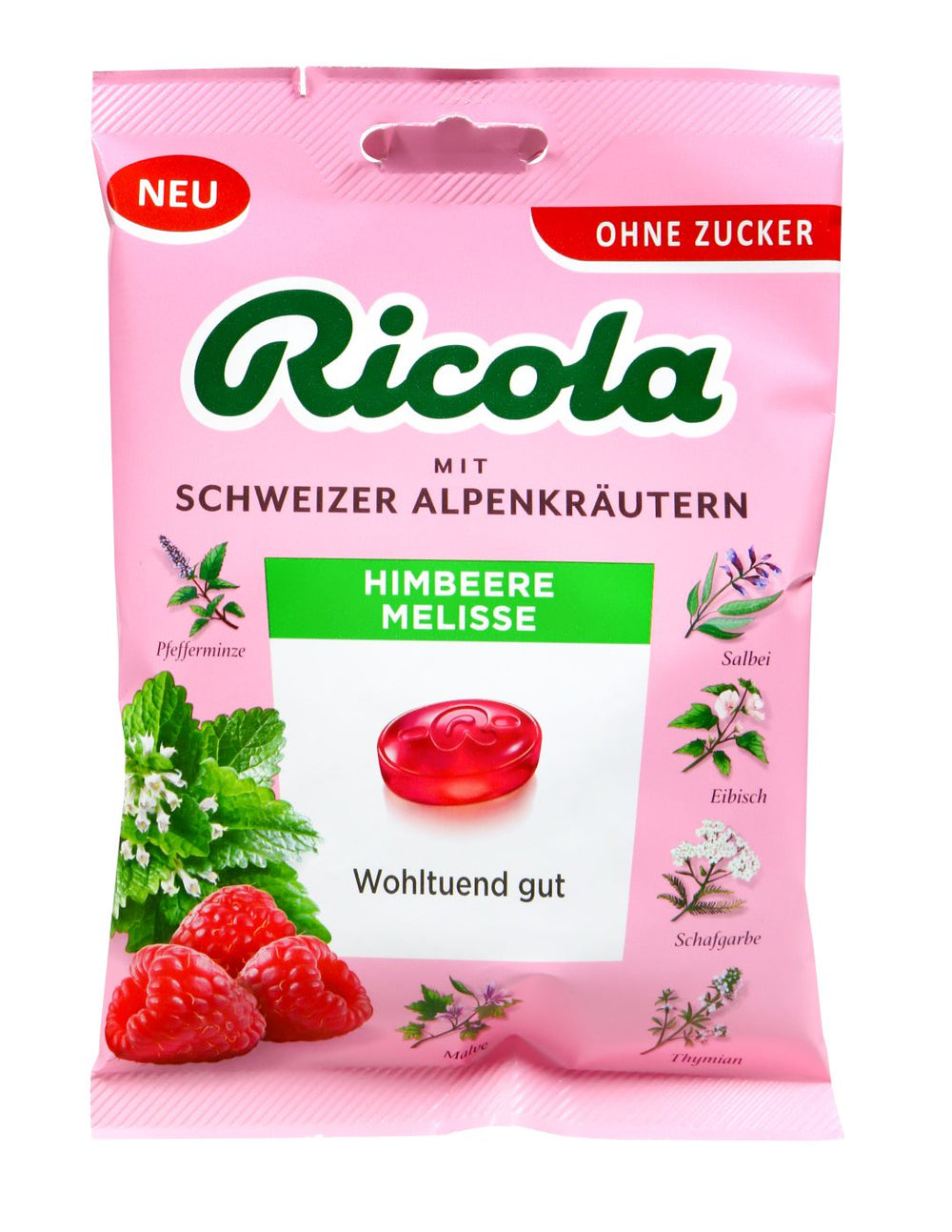 Ricola Himbeere Melisse Zuckerfrei, 75 g
