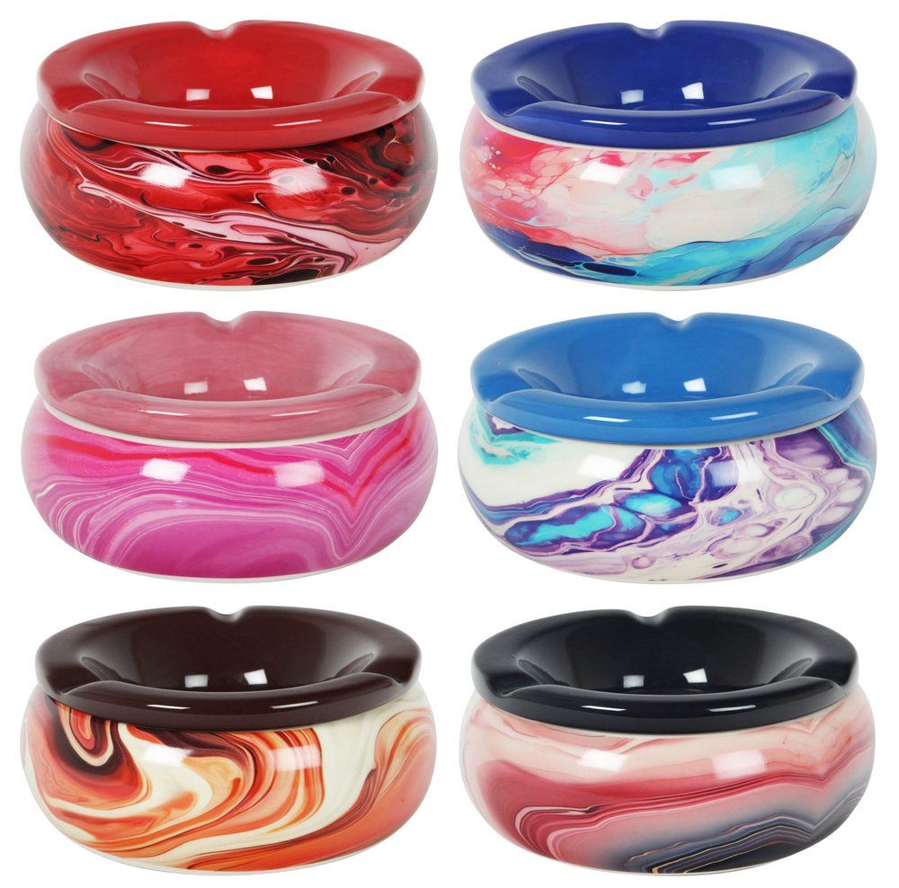 6 x Windaschenbecher Marble, Assortiert