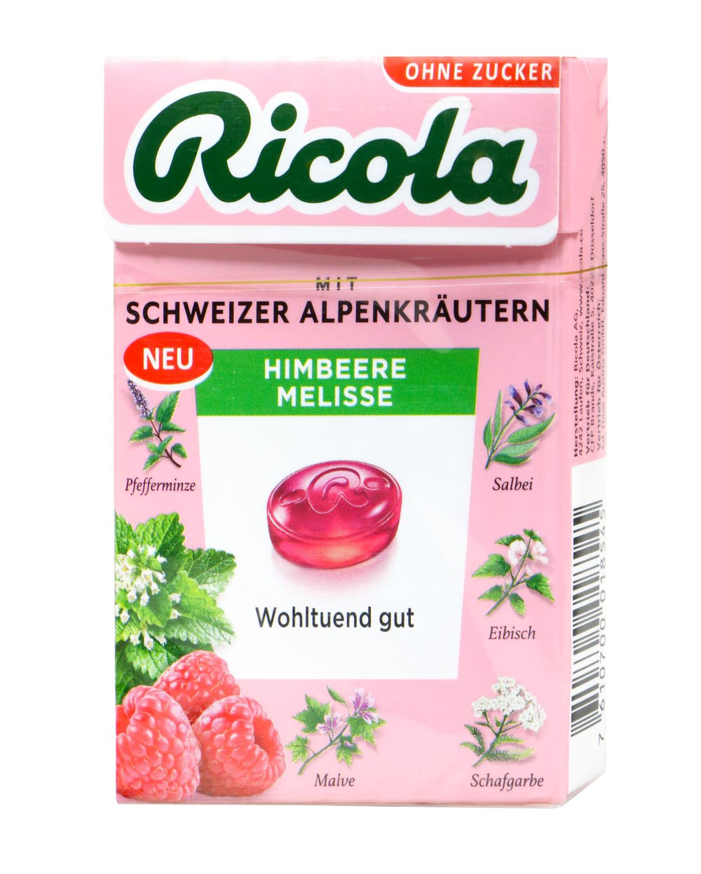 Ricola Böxli Himbeere Melisse Zuckerfrei, 50 g