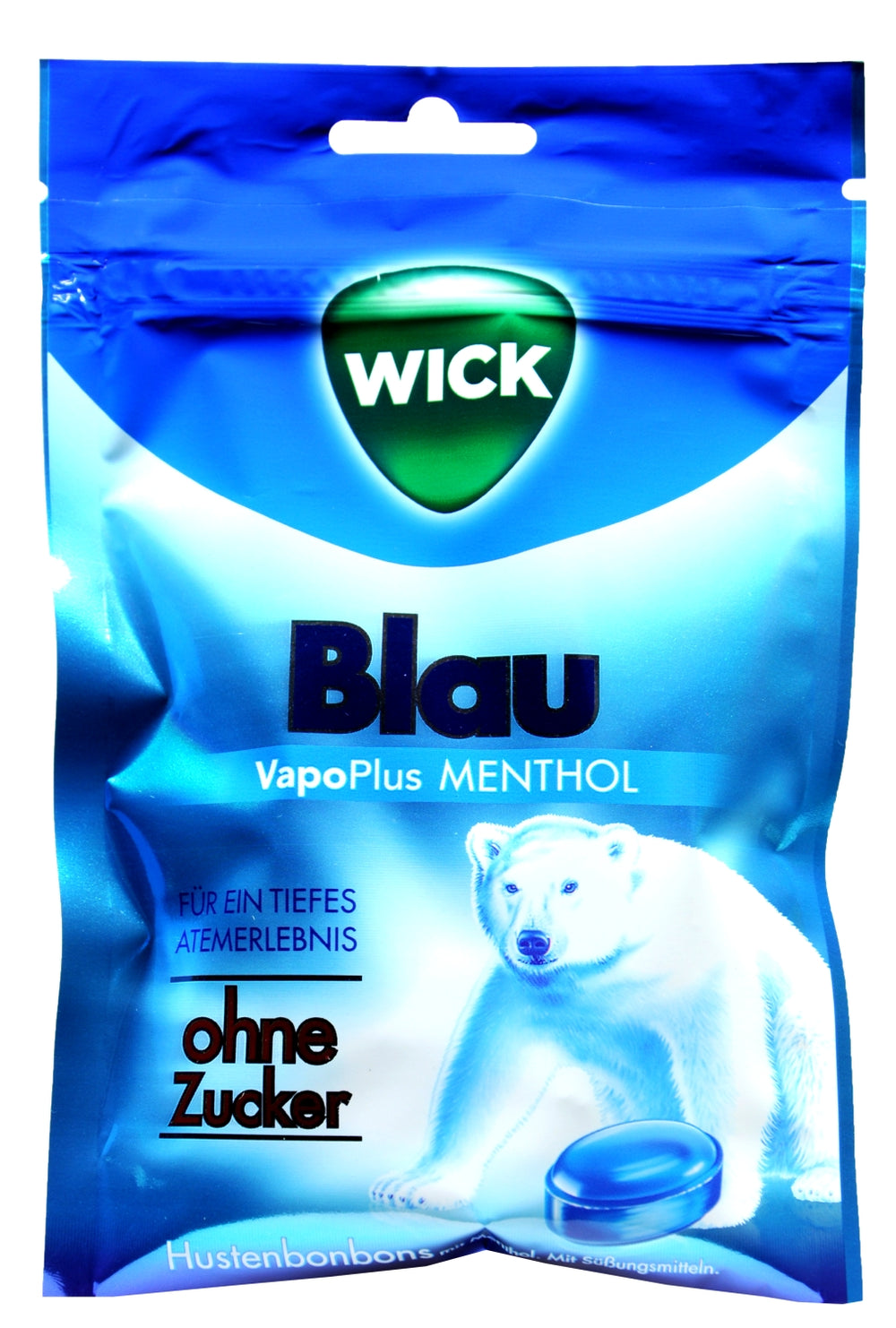 Wick Blau mit kühlendem Menthol Beutel ohne Zucker, 72 g