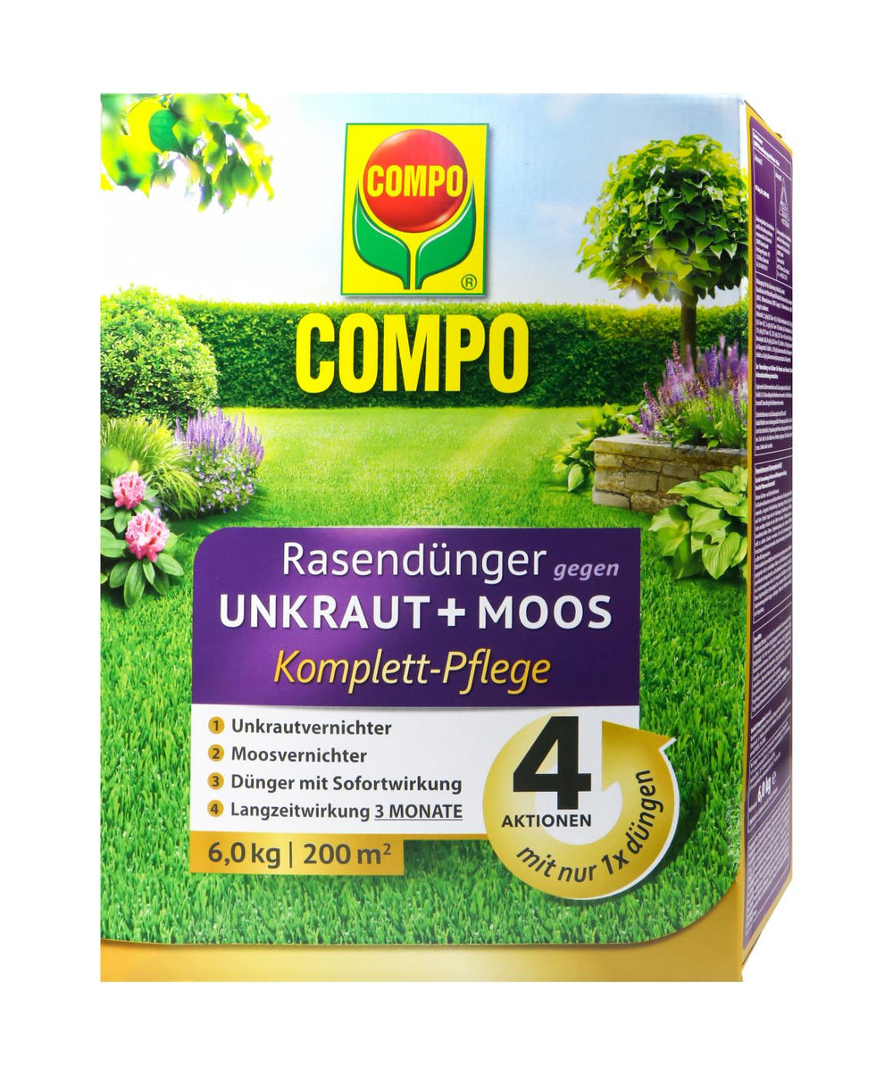 Compo Floranid® Rasendünger gegen Unkraut und Moos 4in1, 6 kg