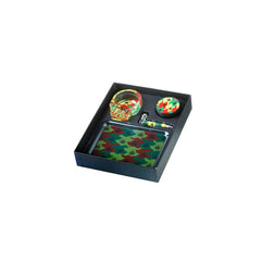 Alupfeife & Plastikgrinder Set - Rasta Cannabis